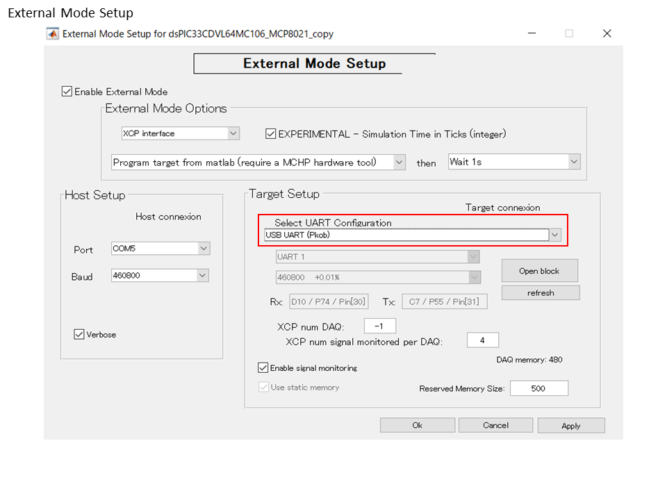 Question UART(Rx and Tx) using MATLAB/Simulink and dsPIC33CDV(L)64MC106
