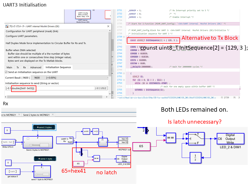 Question UART(Rx and Tx) using MATLAB/Simulink and dsPIC33CDV(L)64MC106